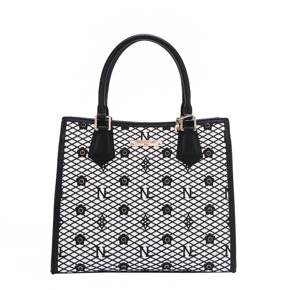 Nicole Lee Black & White Logo Mesh Tote
